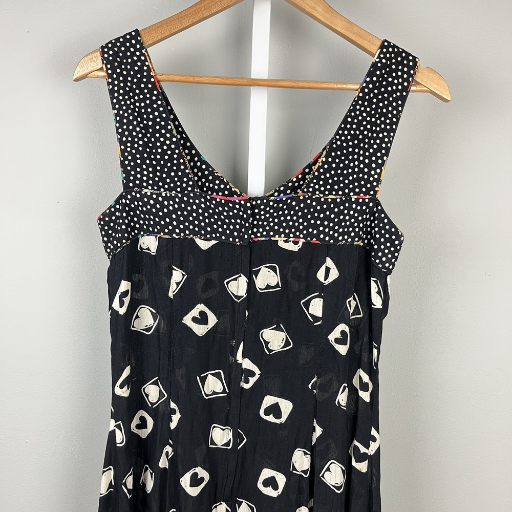 Vintage 90s Carole Little Dress Womens 6 Black White Heart Print Sleeveless - Picture 8 of 9